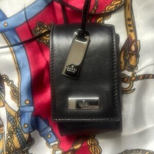 Gucci:Tom Ford Era Black Leather Phone Case with Strap